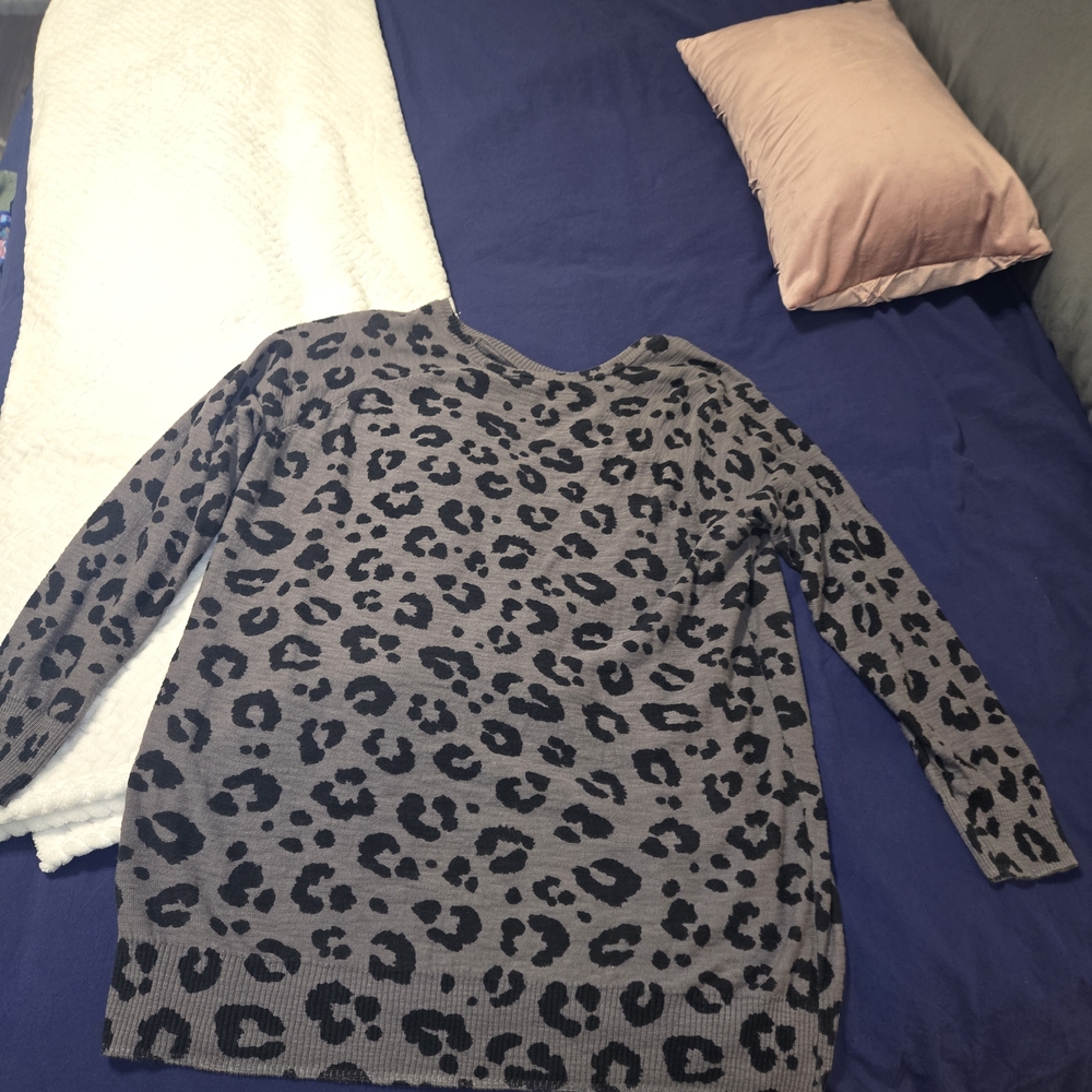 Torrid Gray and Black Animal Print Sweater